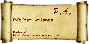 Péter Arianna névjegykártya